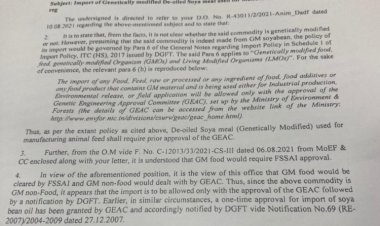 Conflicting opinions of ministries on GM soyameal imports; political protests also start after BKS opposes govt decision