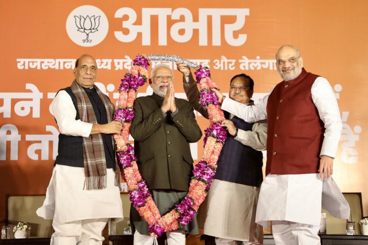 Assembly polls: BJP wins 3 out of 4 states, Congress to form government in Telangana