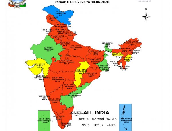 Monsoon Advances into Uttar Pradesh and Uttarakhand, but India Records Driest June Since 2014