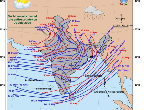 Southwest Monsoon Covers Entire India, Rainfall Deficit Narrows to 14 Per Cent