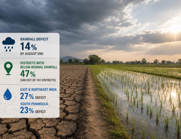 Monsoon Deficit Reaches 14 pc by August End; Nearly Half of India’s Districts See Below-Normal Rainfall